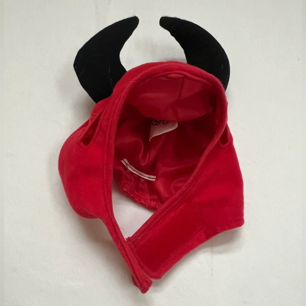 Devil Dog Costume Top Paw Halloween Size M 2 Pieces Hat With Horns and Cape Pup